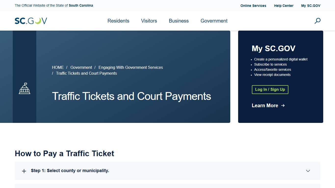 Traffic Tickets and Court Payments | South Carolina
