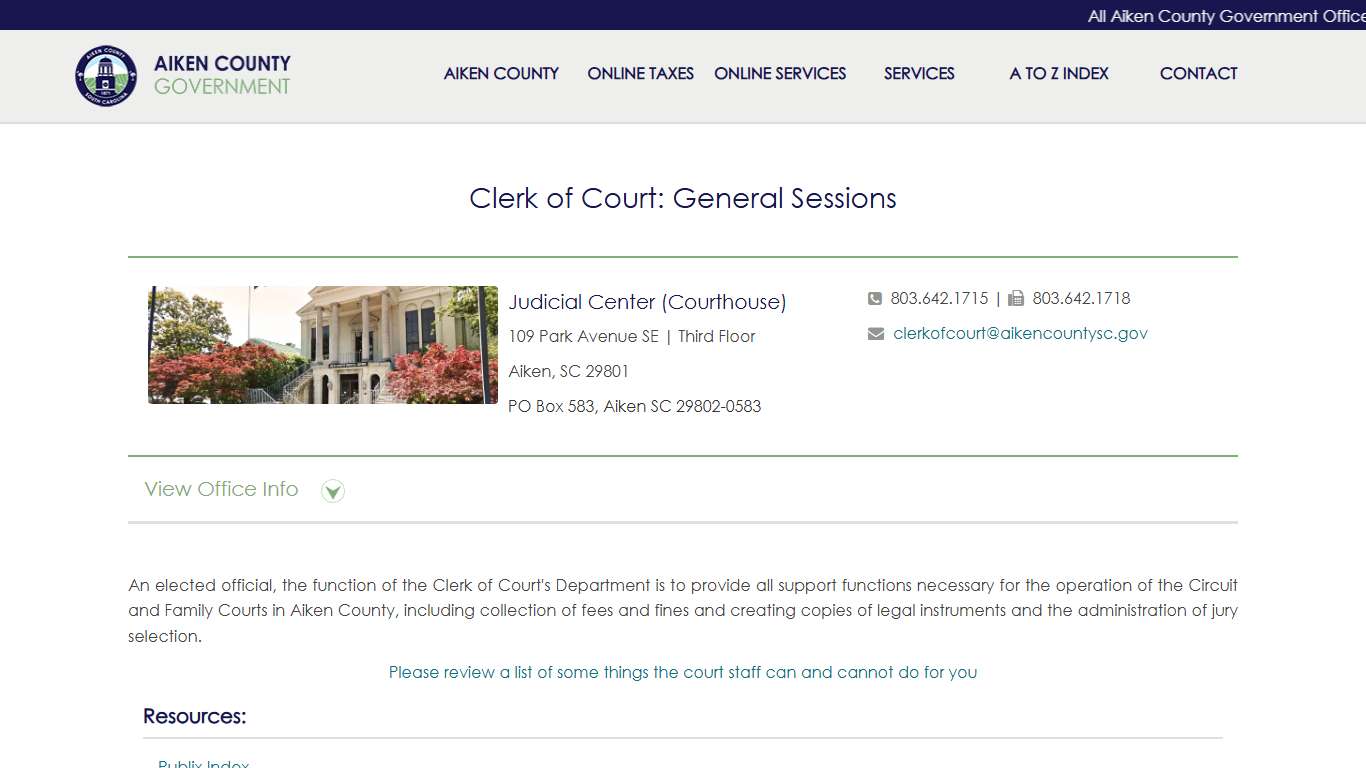 Clerk of Court: General Sessions